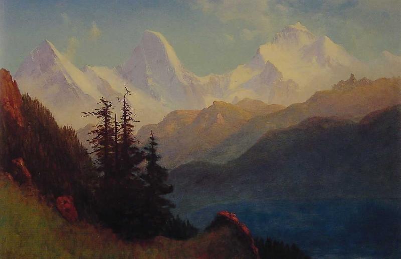Albert Bierstadt Sunset Over a Mountain Lake Sweden oil painting art